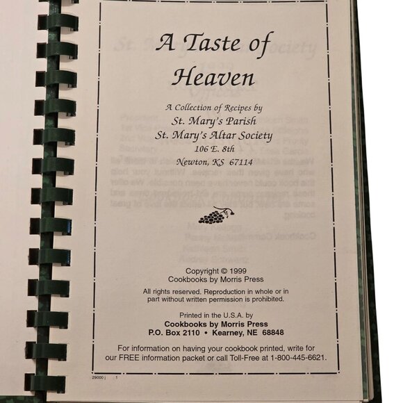 Newton Kansas Cookbook Taste Of Heaven St Marys Altar Society 1999 Recipe Book - Picture 4 of 12